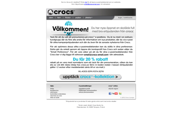 Crocs - Welcome letter